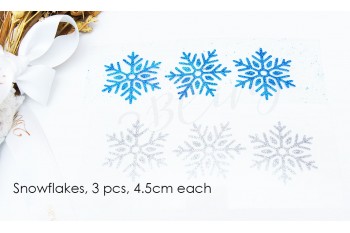 Iron-on transfer, Snowflakes, 3pcs, 4.5cm each